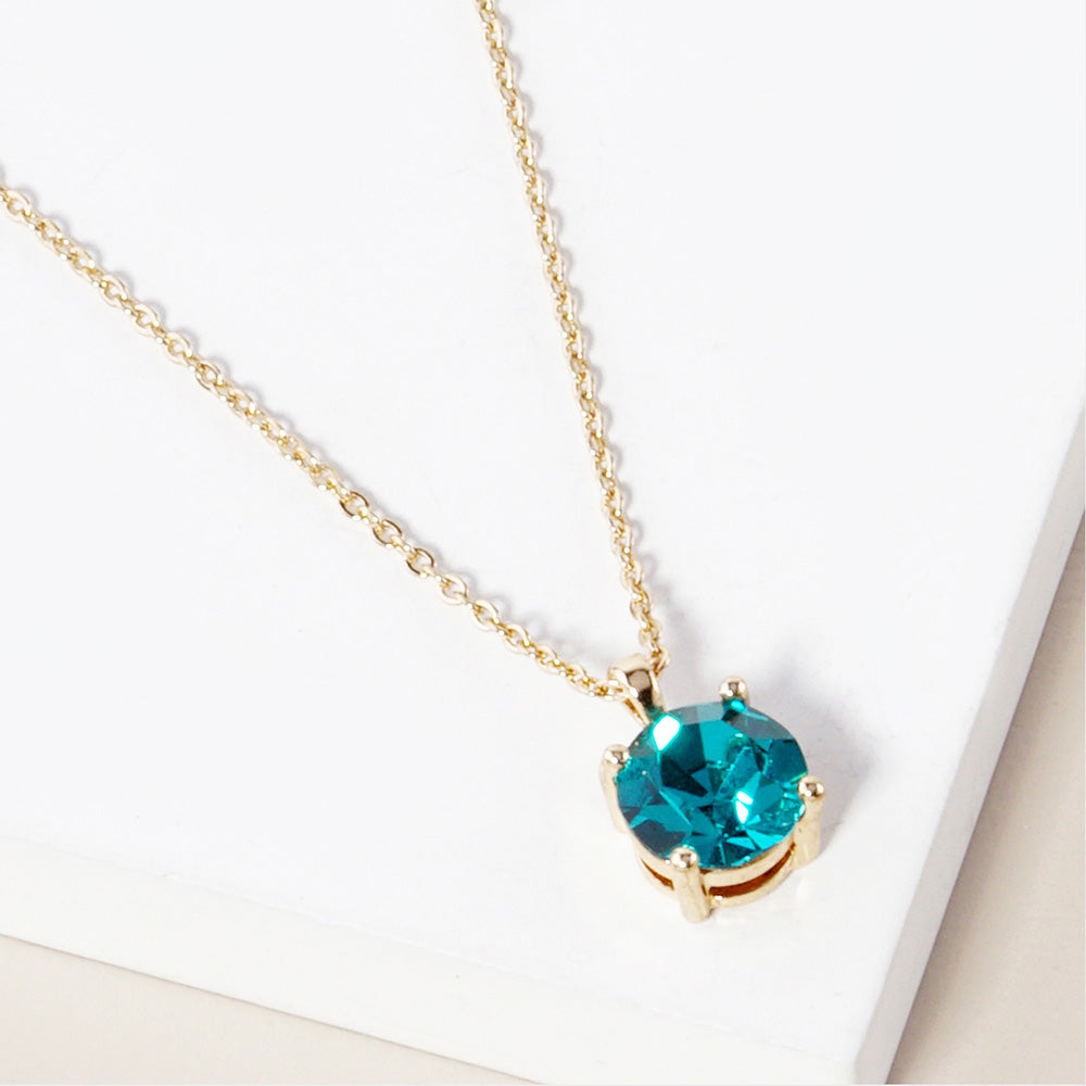 Madeline Love Blue Zircon, Gold December - Birthstone Pendant Necklace - Jewelry