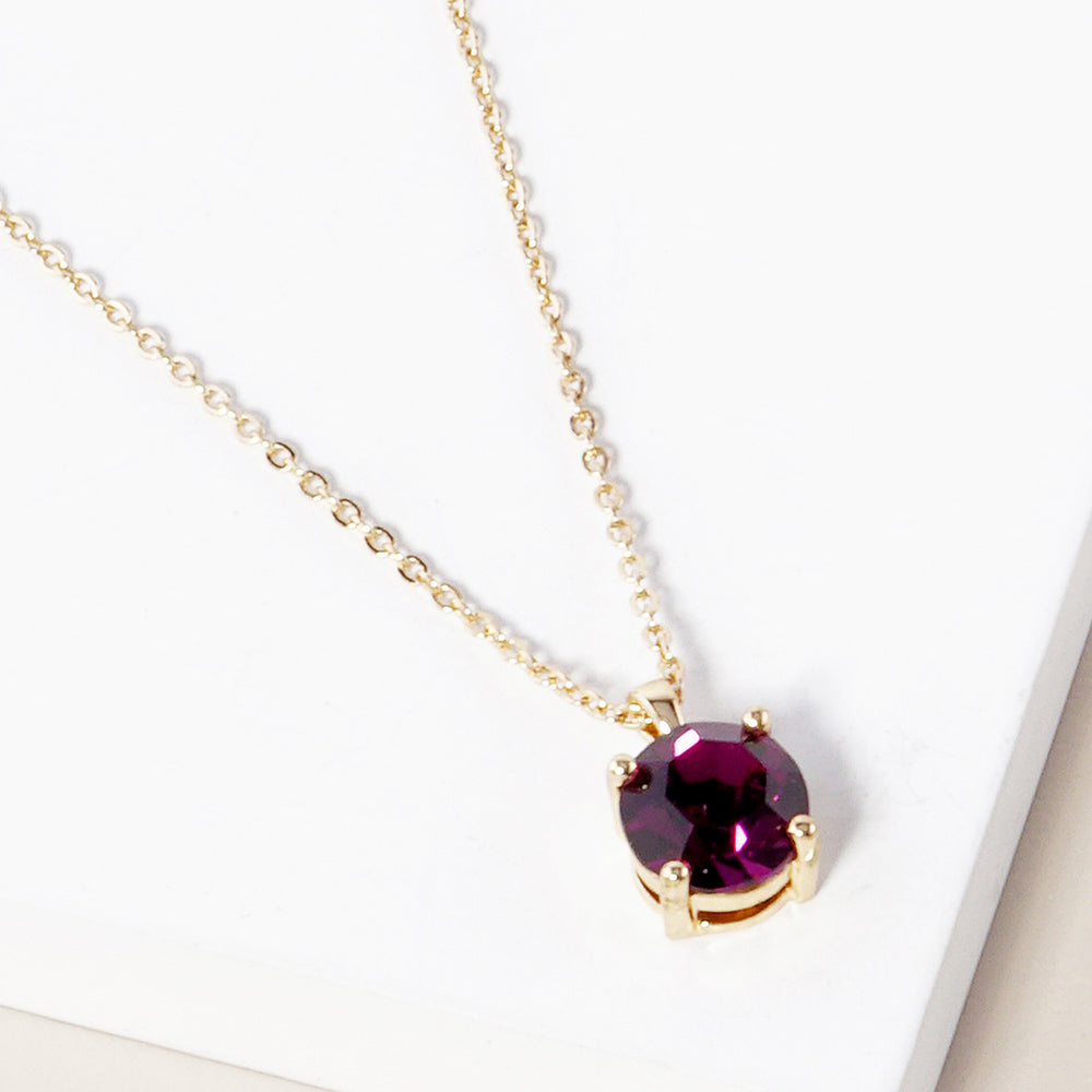 Madeline Love Gold, Purple Febrary - Birthstone Pendant Necklace - Jewelry
