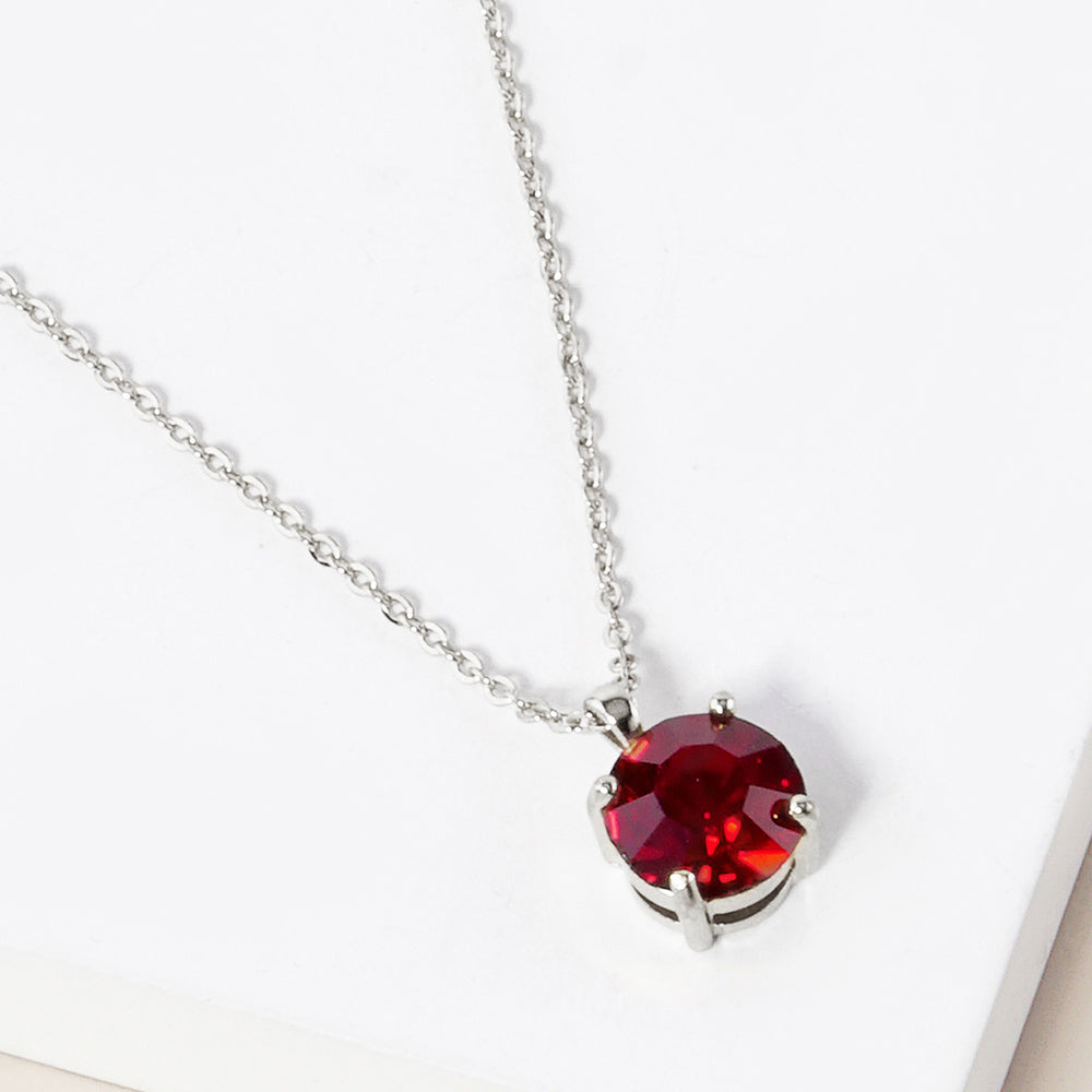 Madeline Love Red, Rhodium January - Birthstone Pendant Necklace - Jewelry