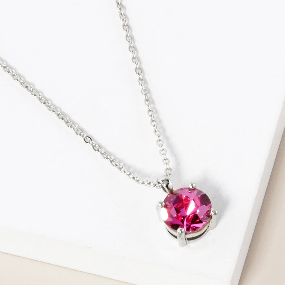 Madeline Love Pink, Rhodium October - Birthstone Pendant Necklace - Jewelry