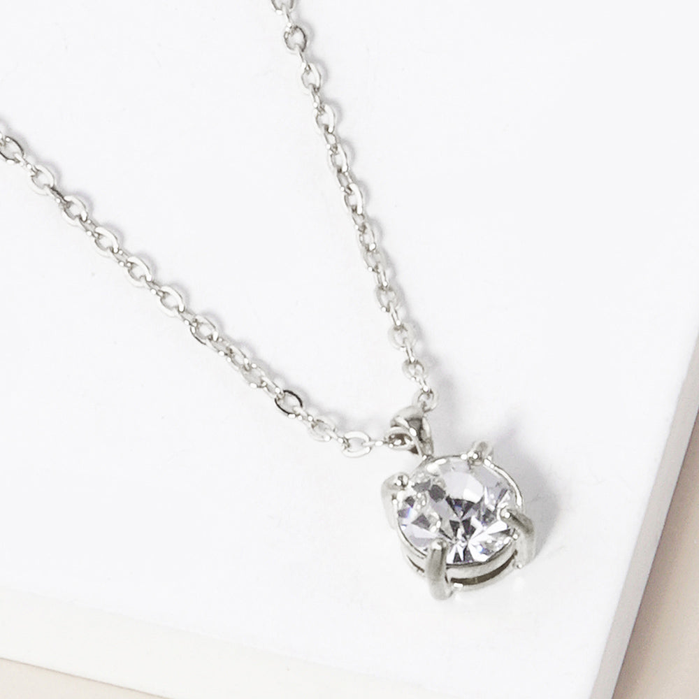 Madeline Love Clear, Rhodium April - Birthstone Pendant Necklace - Jewelry