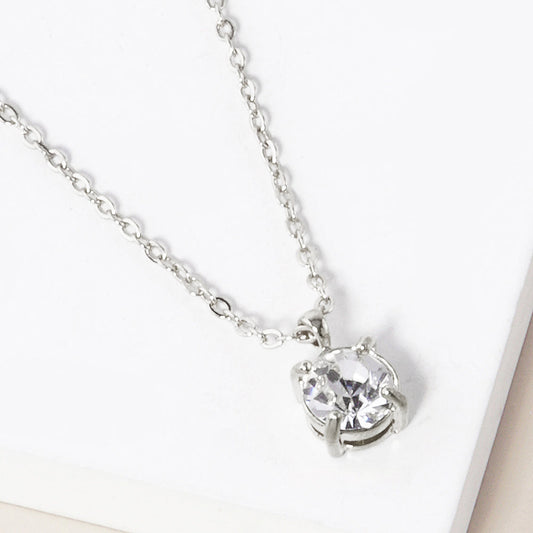 Madeline Love Clear, Rhodium April - Birthstone Pendant Necklace - Jewelry