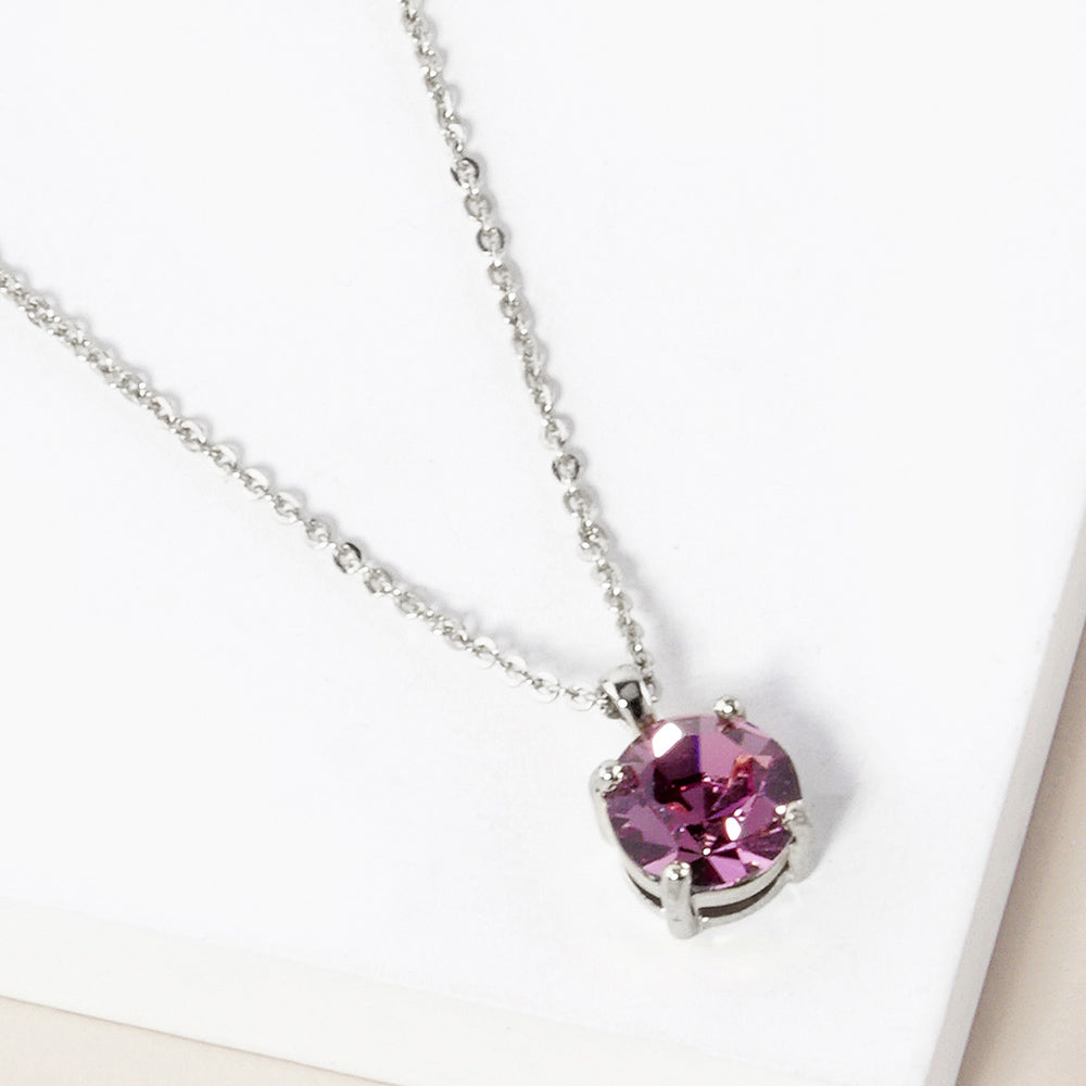 Madeline Love Lavender, Rhodium June - Birthstone Pendant Necklace - Jewelry