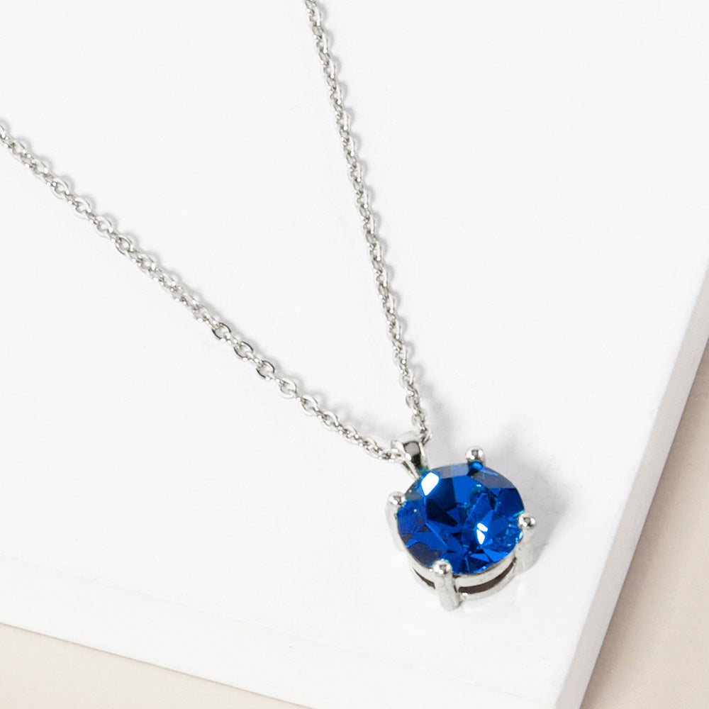 Madeline Love Rhodium, Sapphire September - Birthstone Pendant Necklace - Jewelry