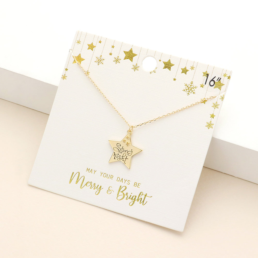 Madeline Love Gold Starry Night Message Metal Star Pendant Necklace - Necklaces