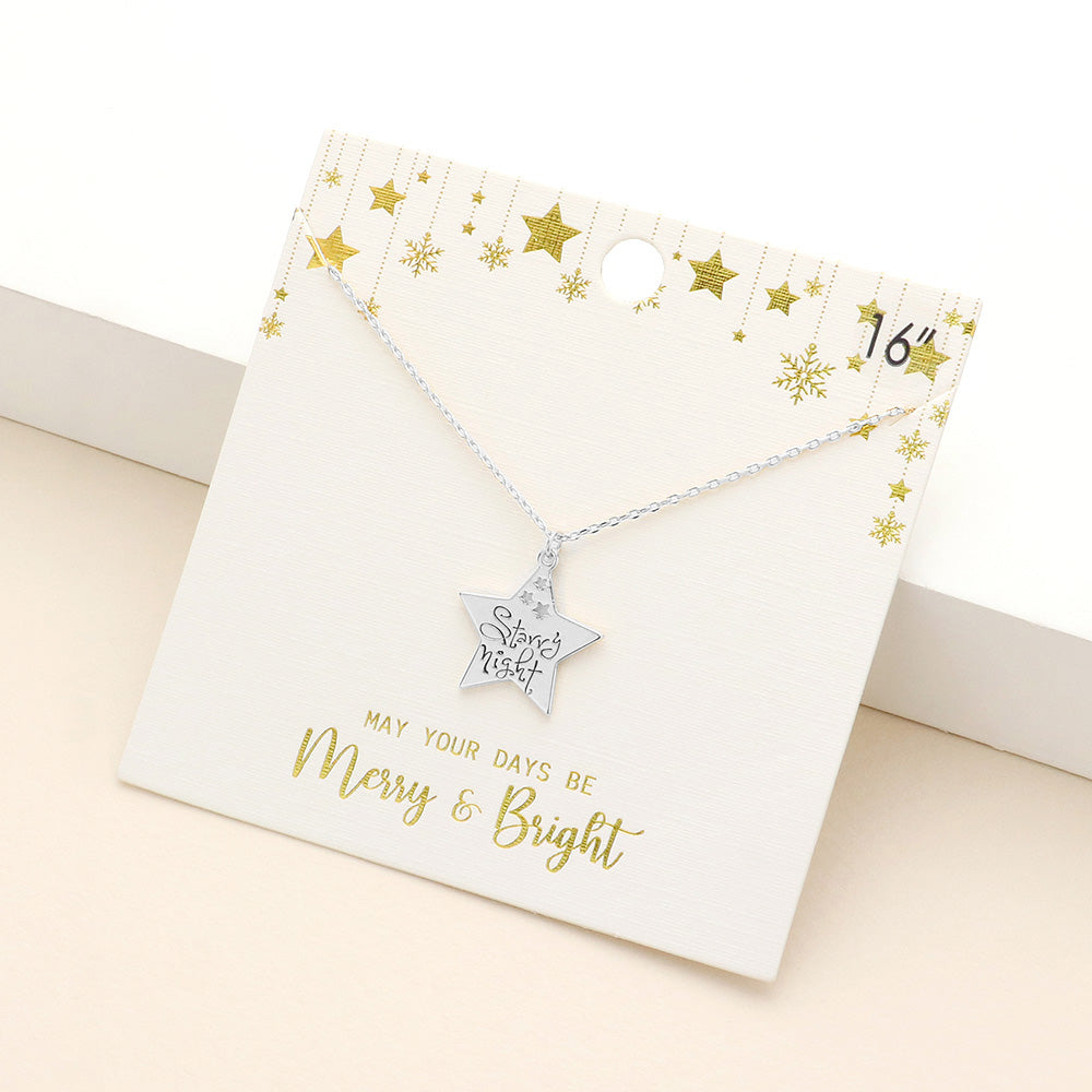 Madeline Love Rhodium Starry Night Message Metal Star Pendant Necklace - Necklaces