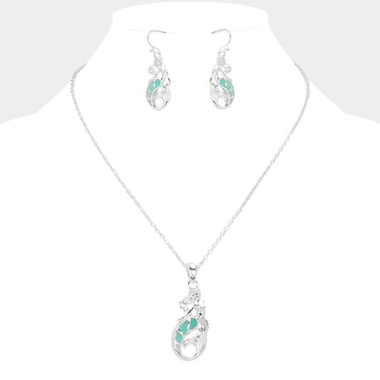 Madeline Love Blue, Silver Mermaid Pendant Necklace - Jewelry