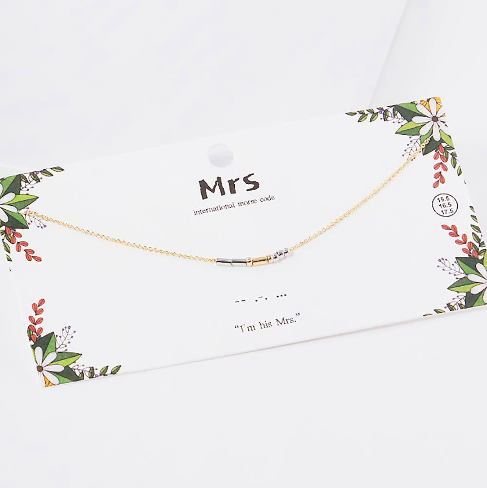 Madeline Love Gold MRS Message Morse Code Pendant Necklace - Necklaces