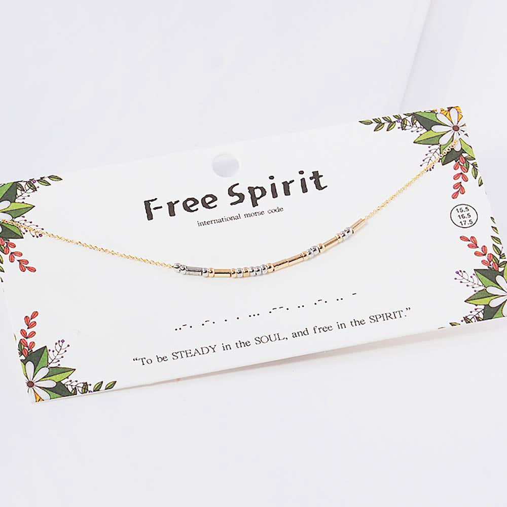 Madeline Love Gold FREE SPIRIT Message Morse Code Pendant Necklace - Necklaces