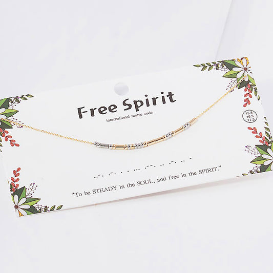 Madeline Love Gold FREE SPIRIT Message Morse Code Pendant Necklace - Necklaces