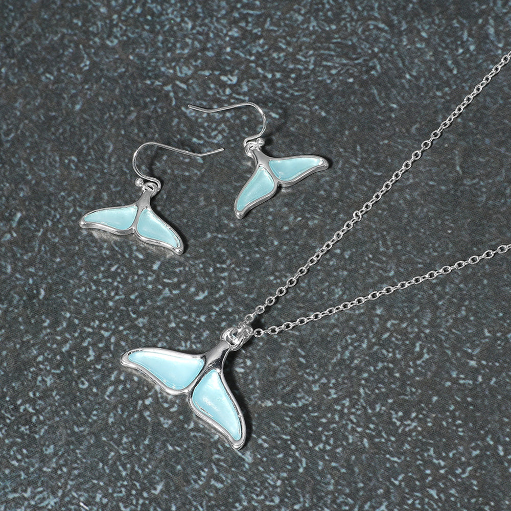 Madeline Love Blue, Silver Sea Glass Whale Tale Pendant Necklace - Jewelry