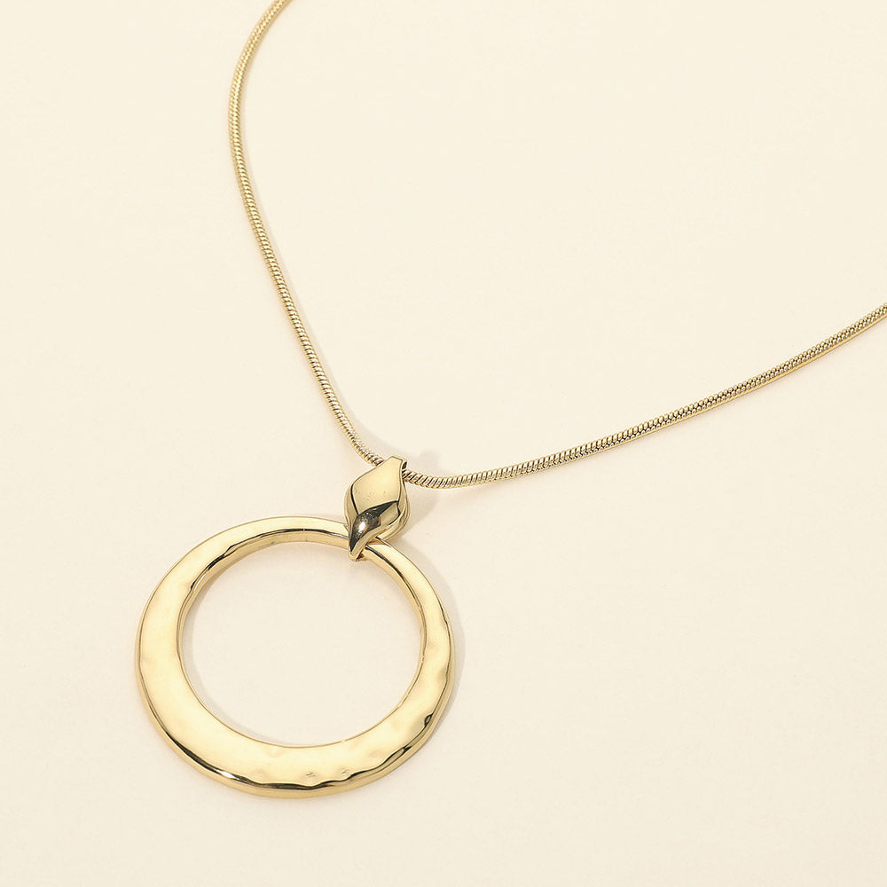 Madeline Love Gold Stainless Steel Hammered Circle Pendant Necklace