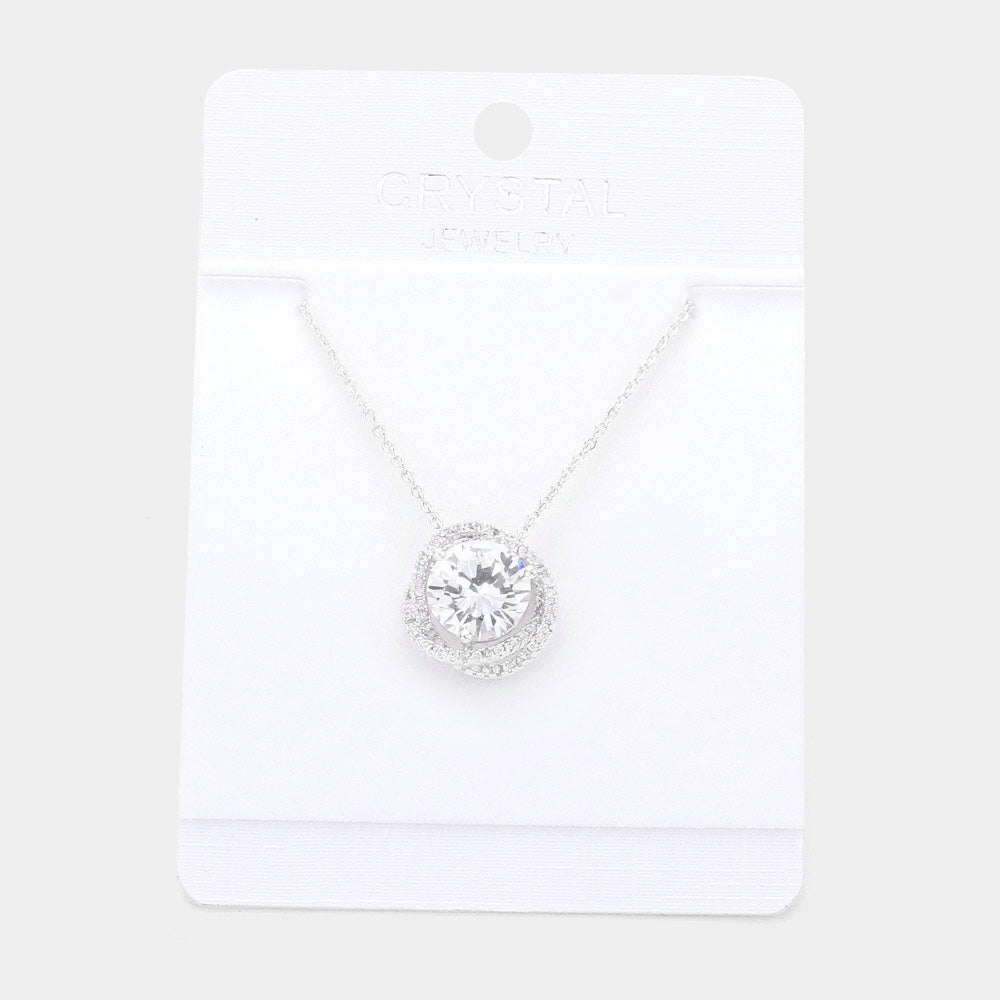 Madeline Love Rhodium Round Stone Accented Pendant Necklace - Jewelry