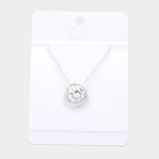 Madeline Love Rhodium Round Stone Accented Pendant Necklace - Jewelry