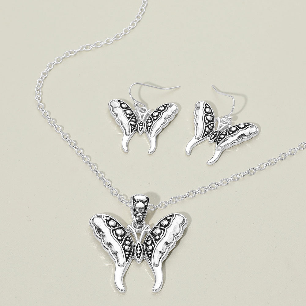 Madeline Love Antique Silver Antique Metal Butterfly Pendant Necklace - Necklaces