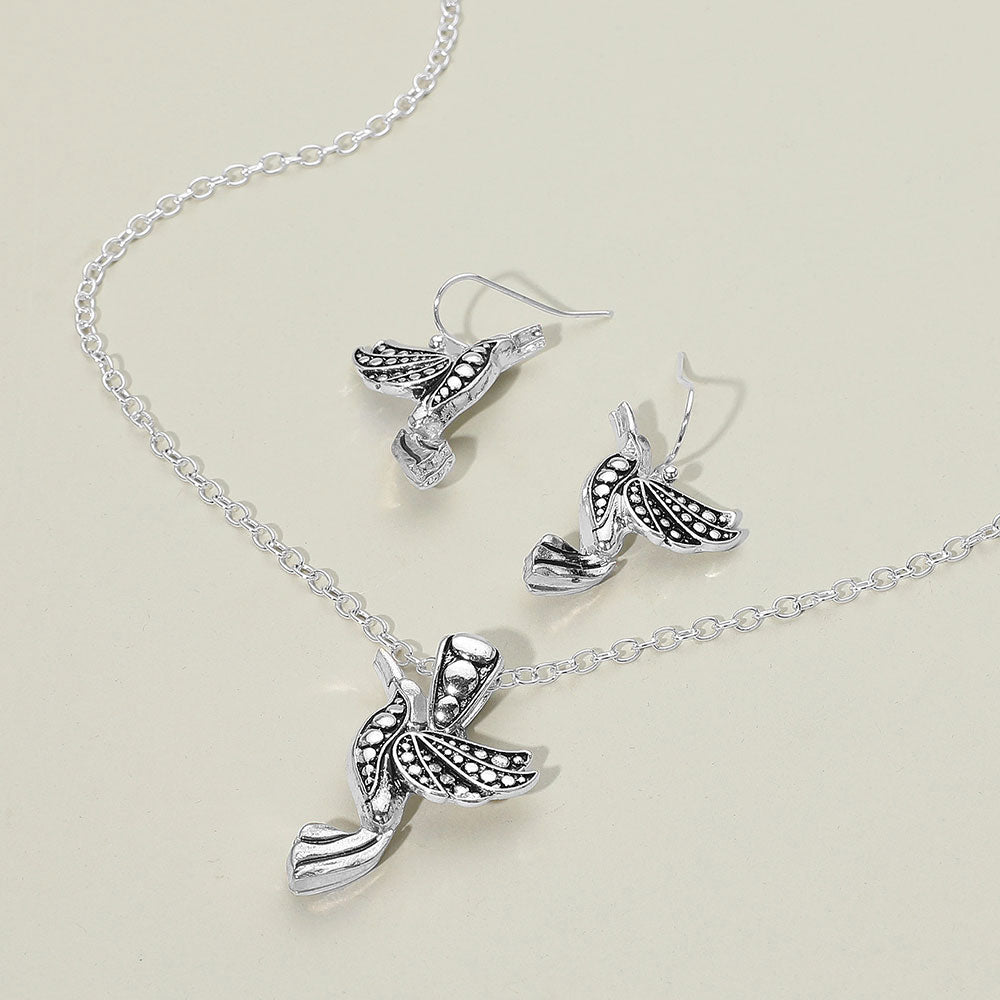 Madeline Love Antique Silver Antique Metal Bird Pendant Necklace - Necklaces