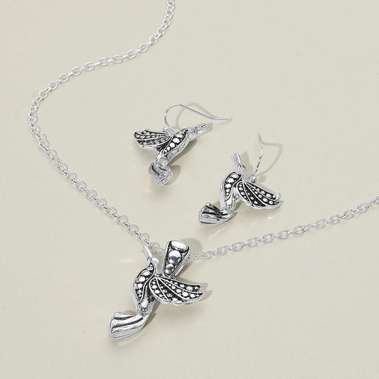 Madeline Love Antique Silver Antique Metal Bird Pendant Necklace - Necklaces