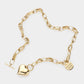 Metal Heart Pendant Live Your Dream Message Charm Chain Toggle Necklace - Necklaces
