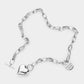 Metal Heart Pendant Live Your Dream Message Charm Chain Toggle Necklace - Necklaces