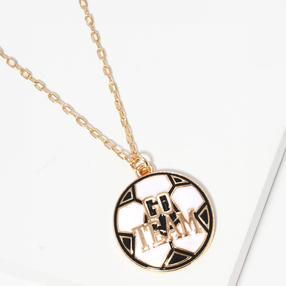 Madeline Love Gold GO TEAM Soccer Pendant Necklace - Sports & Events