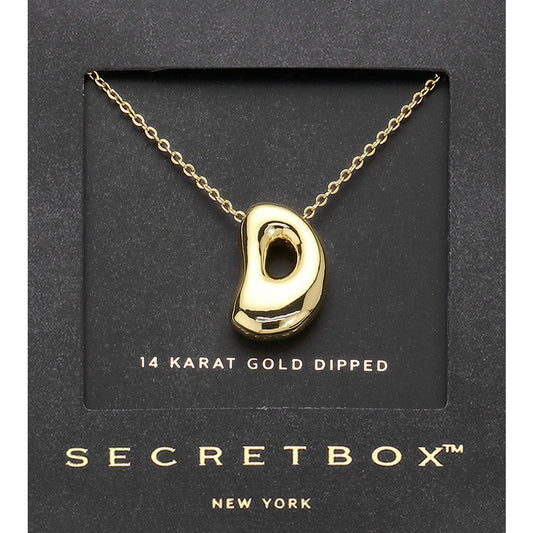Madeline Love Gold SECRET BOX_ -D- 14K Gold Dipped Bubble Initial Monogram Pendant Necklace - Jewelry