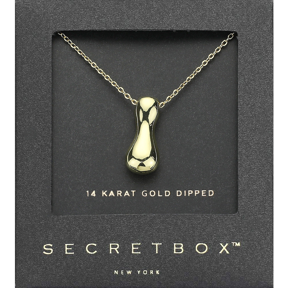 Madeline Love Gold SECRET BOX_ -I- 14K Gold Dipped Bubble Initial Monogram Pendant Necklace - Jewelry