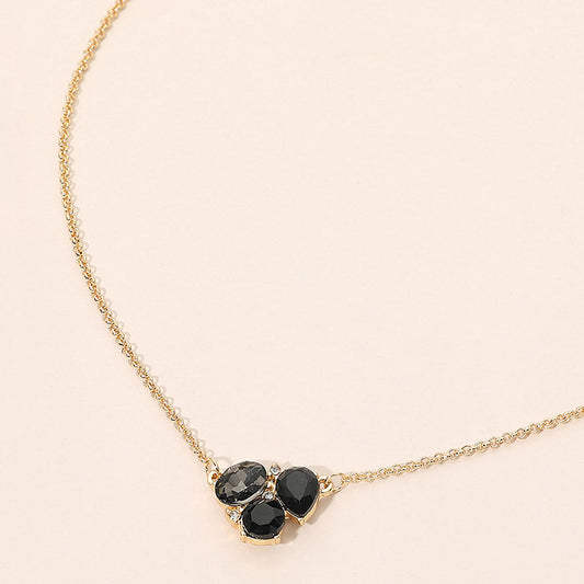 Madeline Love Black, Multi Teardrop Oval Round Stone Cluster Pendant Necklace