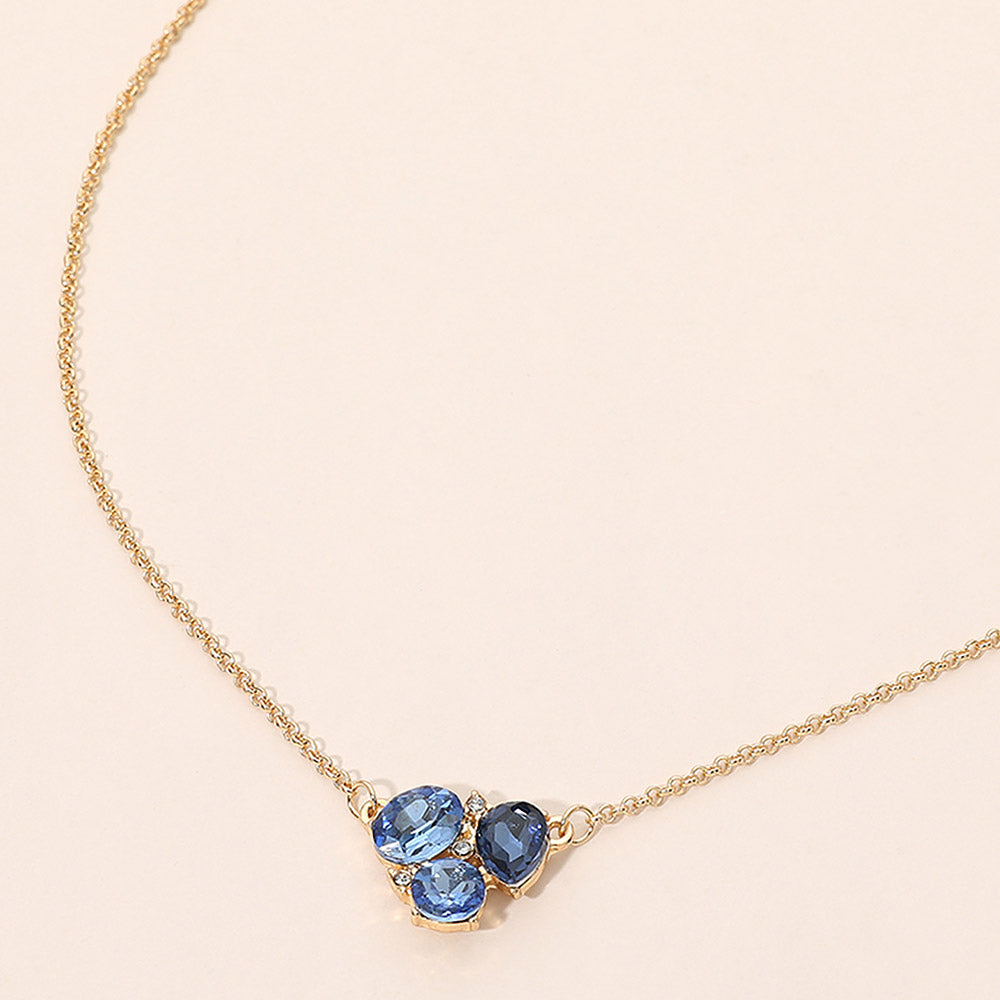 Madeline Love Blue, Multi Teardrop Oval Round Stone Cluster Pendant Necklace