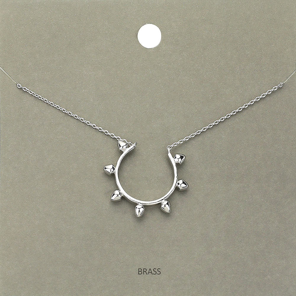 Madeline Love Rhodium Brass Metal Spike Open Circle Pendant Necklace - Necklaces