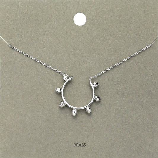 Madeline Love Rhodium Brass Metal Spike Open Circle Pendant Necklace - Necklaces