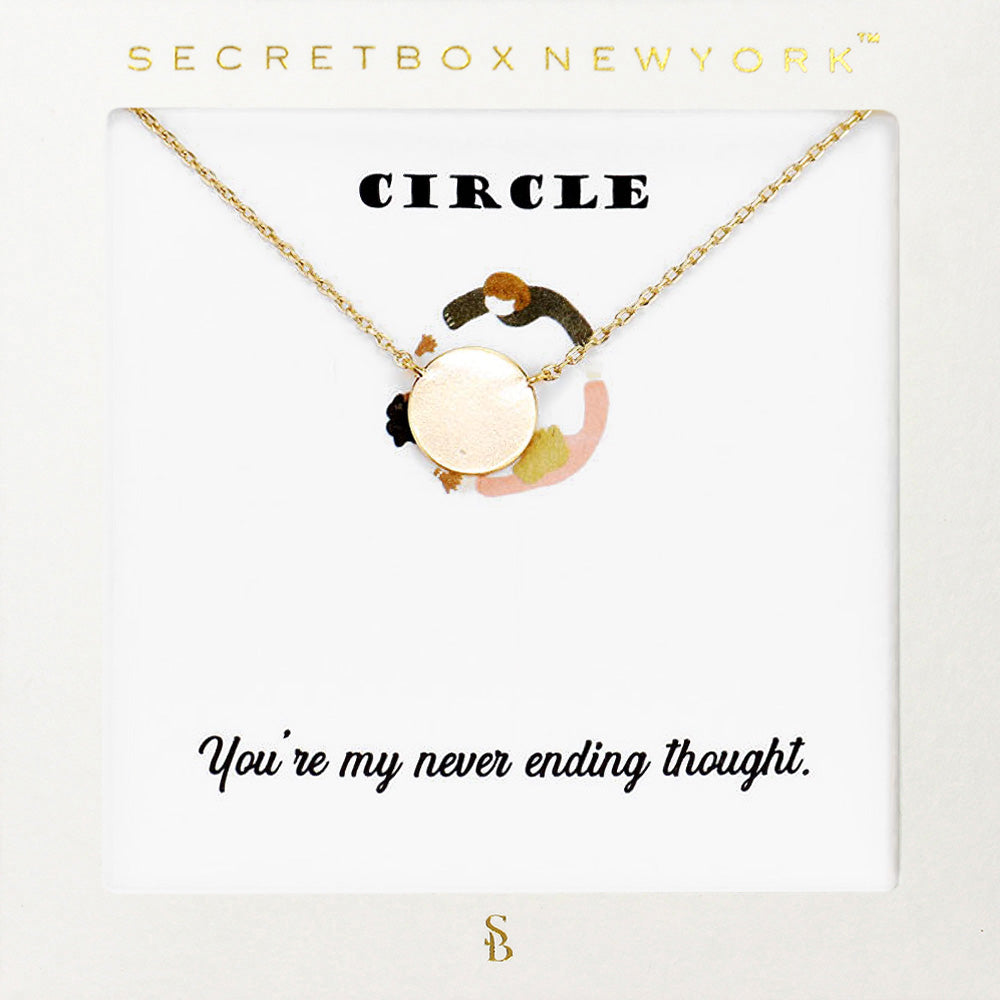 Madeline Love Worn Gold Secret Box_Metal Circle Pendant Necklace - Necklaces