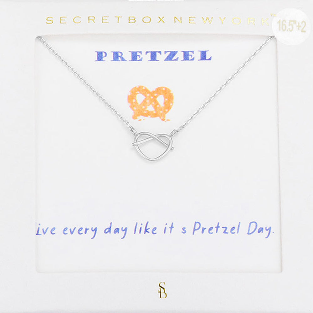 Madeline Love Worn Silver SECRET BOX_Metal Pretzel Pendant Necklace - Necklaces