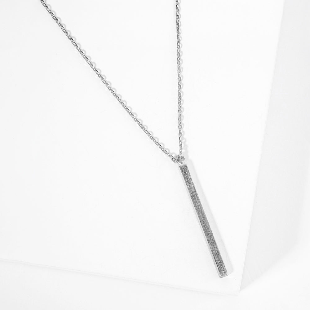 Madeline Love Rhodium Gold Dipped Metal Bar Pendant Necklace - Necklaces