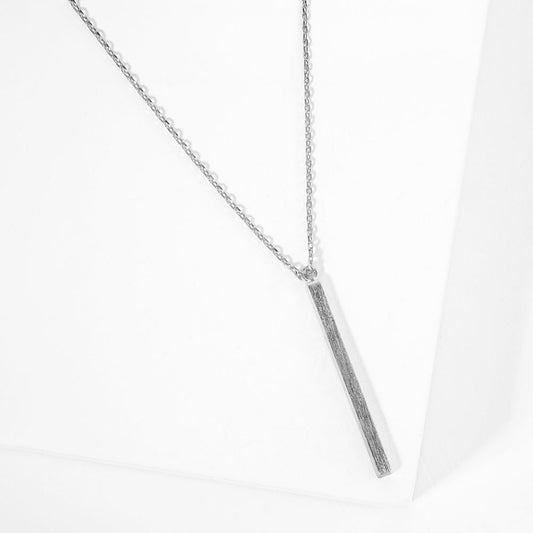 Madeline Love Rhodium Gold Dipped Metal Bar Pendant Necklace - Necklaces