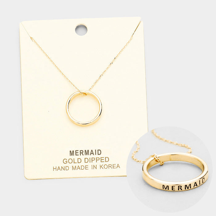 Madeline Love Gold 'Mermaid' Gold Dipped Ring Metal Pendant Necklace - Necklaces