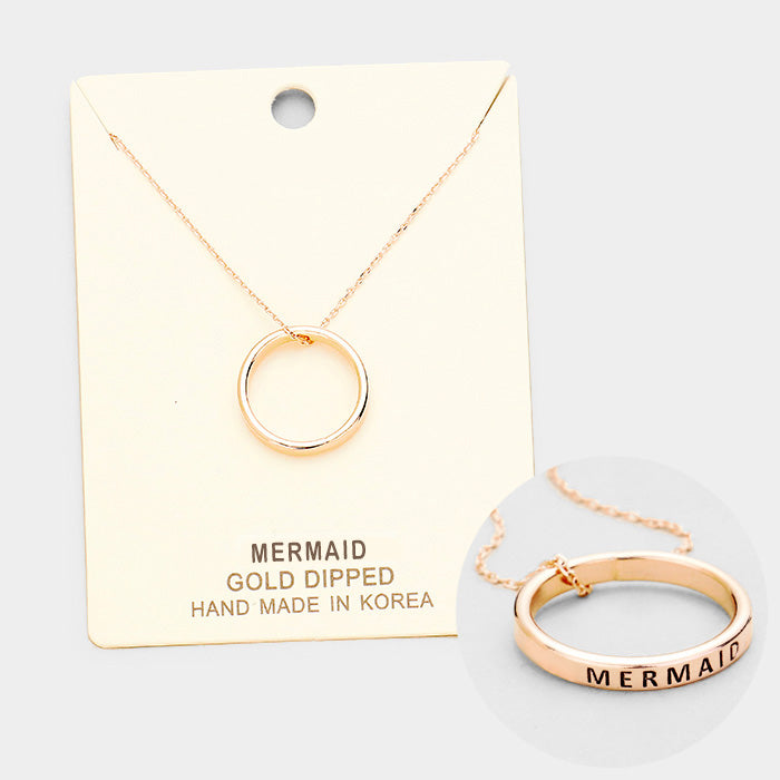 Madeline Love Rose Gold 'Mermaid' Gold Dipped Ring Metal Pendant Necklace - Necklaces