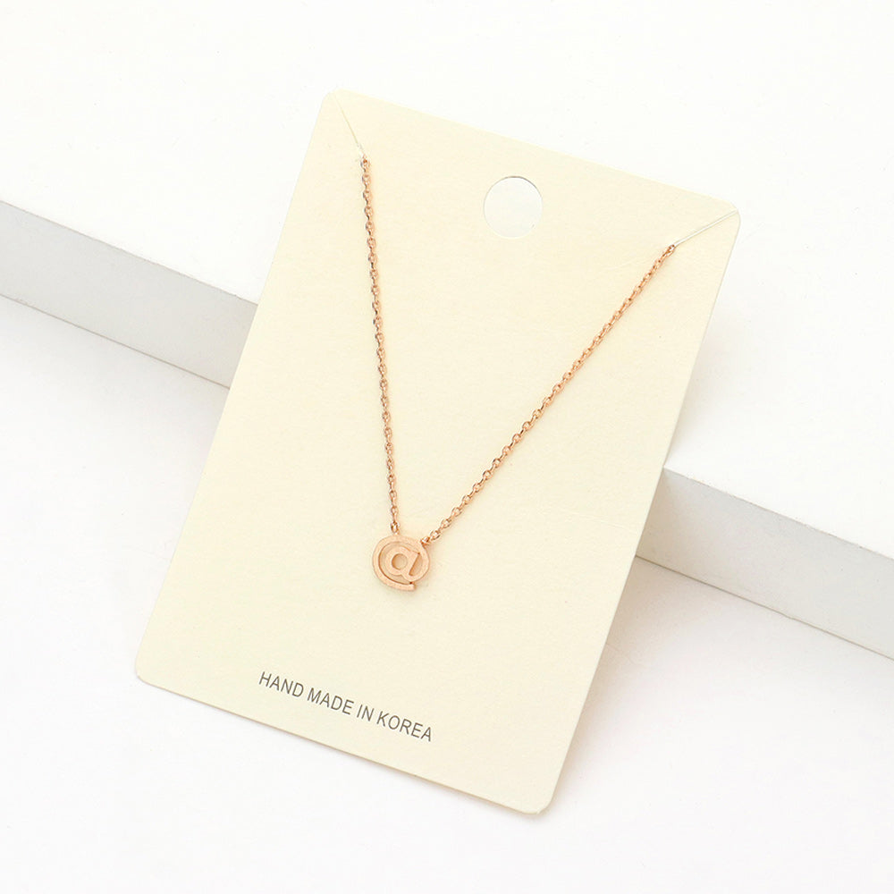 Madeline Love Rose Gold Textured Matte Metal AT Symbol Pendant Necklace - Necklaces
