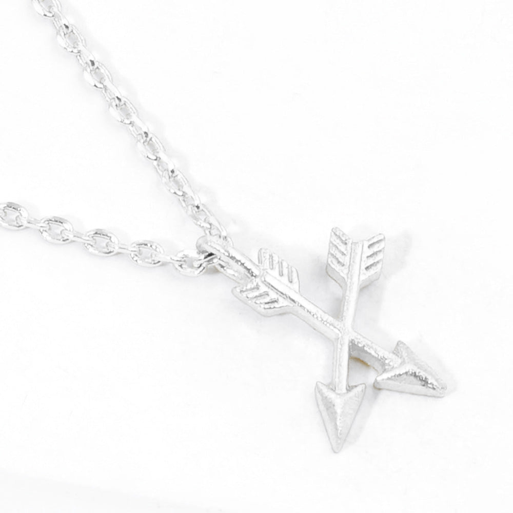 Madeline Love Rhodium Matte Metal Double Arrow Pendant Necklace - Necklaces