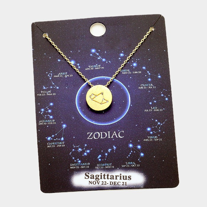 Madeline Love Clear, Gold Sagittarius _ Zodiac pendant necklace - Jewelry