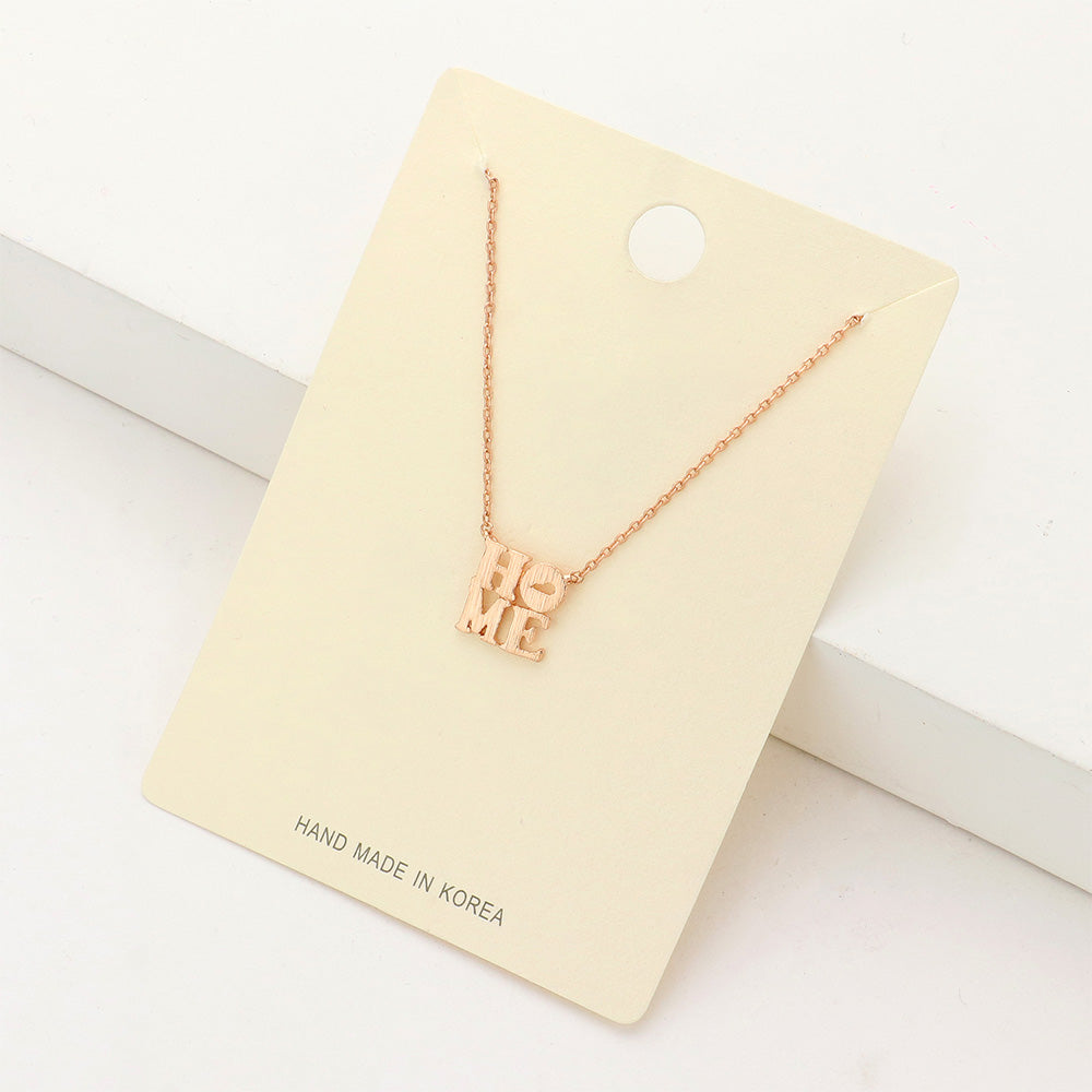 Madeline Love Rose Gold HOME Message Plate Pendant Necklace - Necklaces