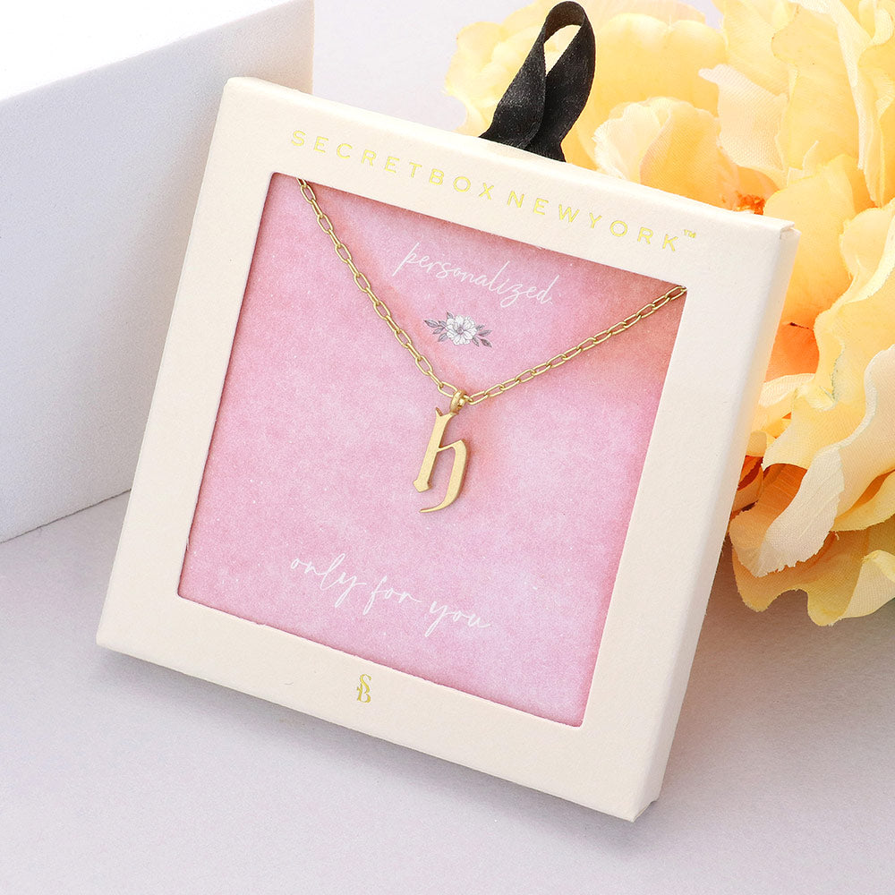 Madeline Love Worn Gold Secret Box -H- Initial Monogram Metal Pendant Necklace - Necklaces