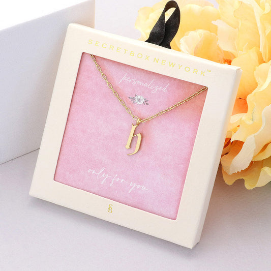 Madeline Love Worn Gold Secret Box -H- Initial Monogram Metal Pendant Necklace - Necklaces