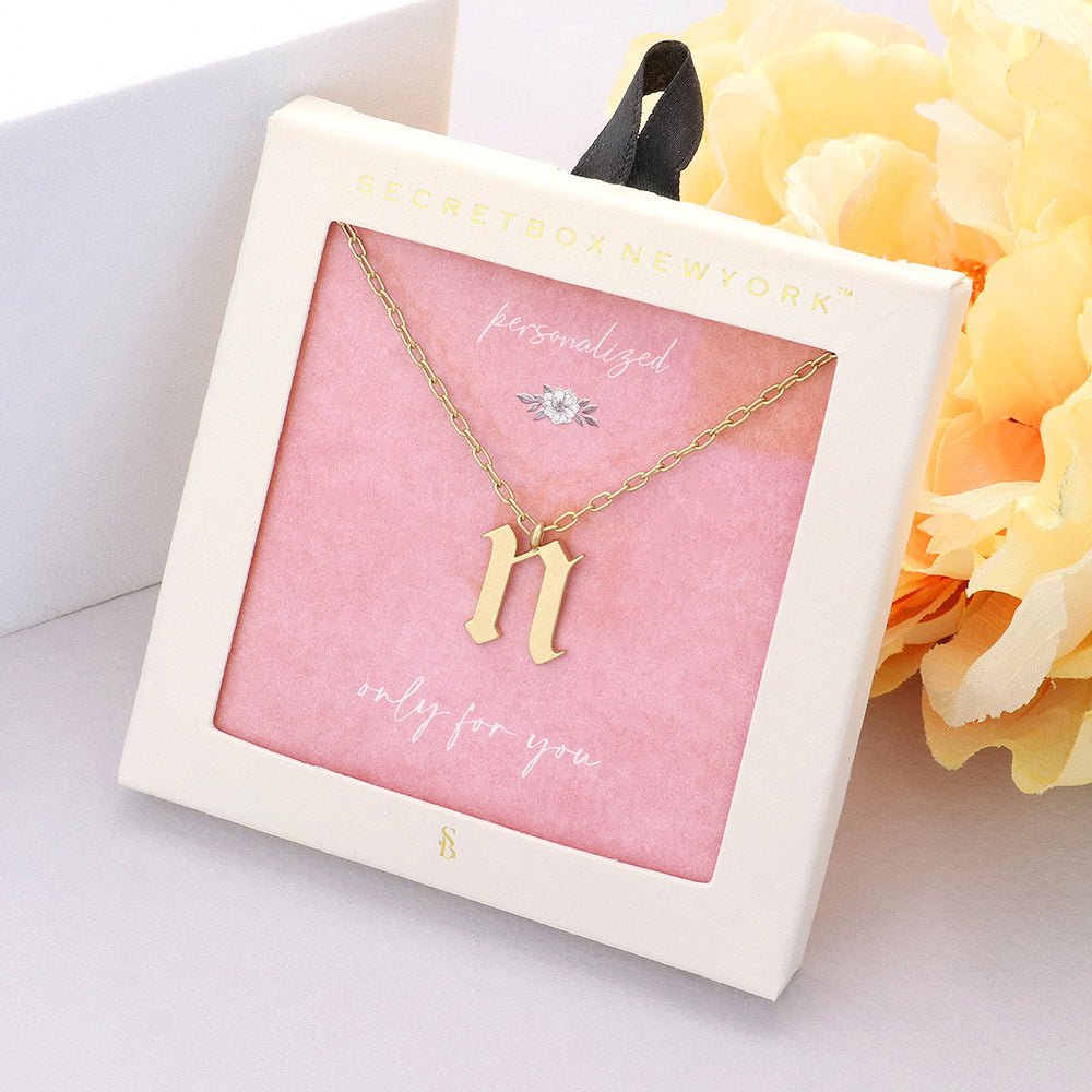 Madeline Love Worn Gold Secret Box -N- Initial Monogram Metal Pendant Necklace - Necklaces