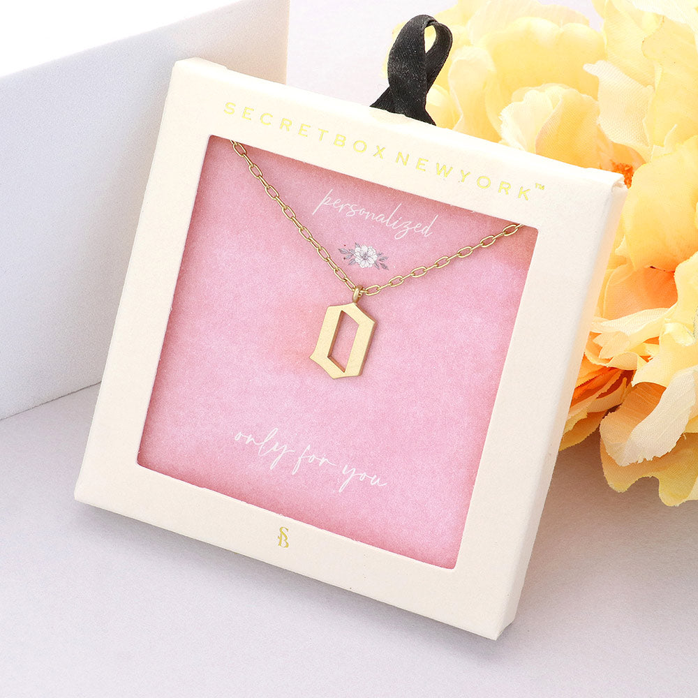 Madeline Love Worn Gold Secret Box -O- Initial Monogram Metal Pendant Necklace - Necklaces
