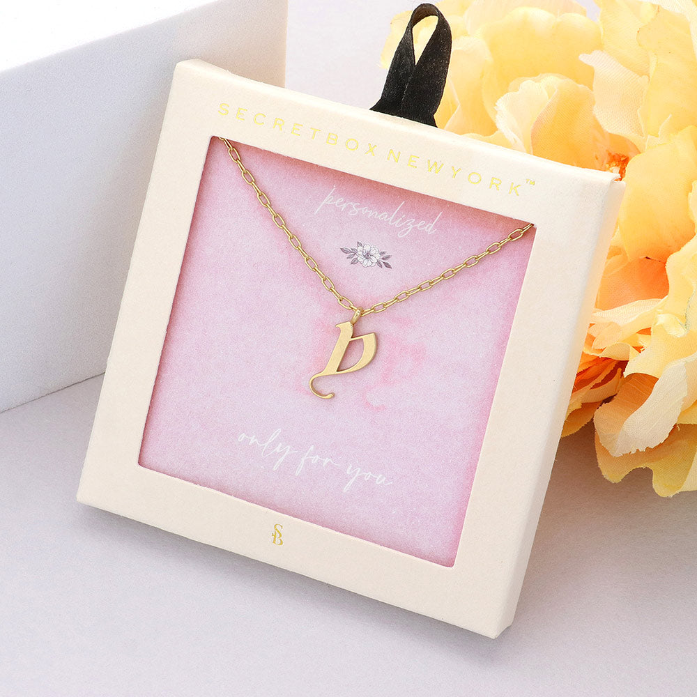Madeline Love Worn Gold Secret Box -Y- Initial Monogram Metal Pendant Necklace - Necklaces