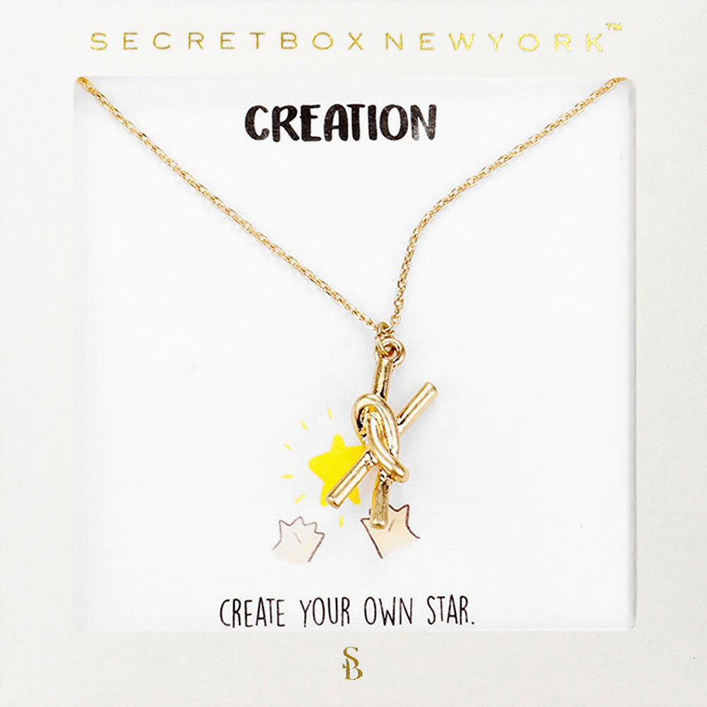 Madeline Love Worn Gold Secret Box_Metal Knot Pendant Necklace - Necklaces