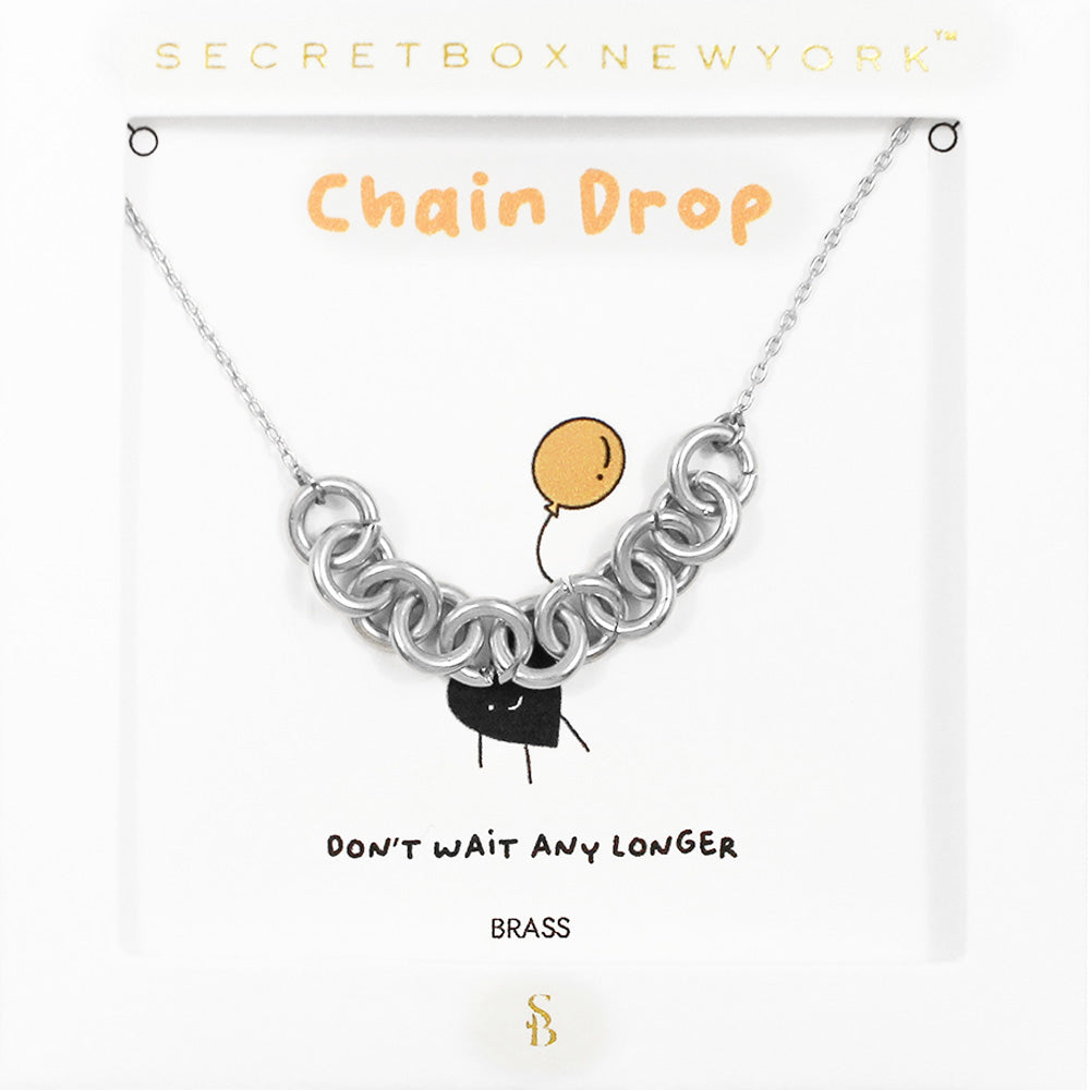Madeline Love Worn Silver SECRET BOX_Brass Metal Chain Link Pendant Necklace - Necklaces