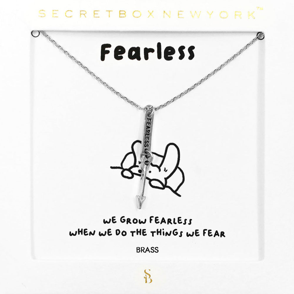 Madeline Love Worn Silver SECRET BOX_FEARLESS Brass Metal Arrow Message Pendant Necklace - Necklaces