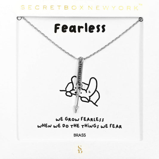 Madeline Love Worn Silver SECRET BOX_FEARLESS Brass Metal Arrow Message Pendant Necklace - Necklaces