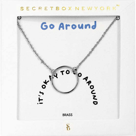 Madeline Love Worn Silver SECRET BOX_Brass Metal Open Circle Pendant Necklace - Necklaces